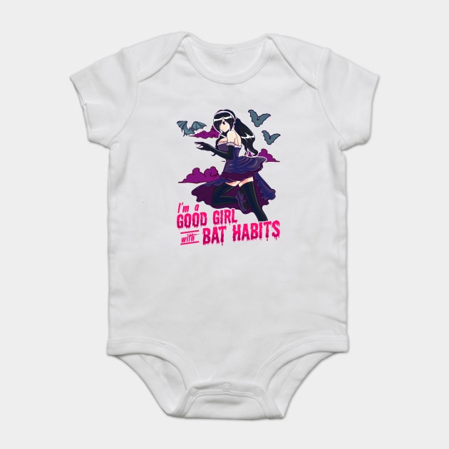 Goth Anime Bat Habits Girl Baby Bodysuit by creative